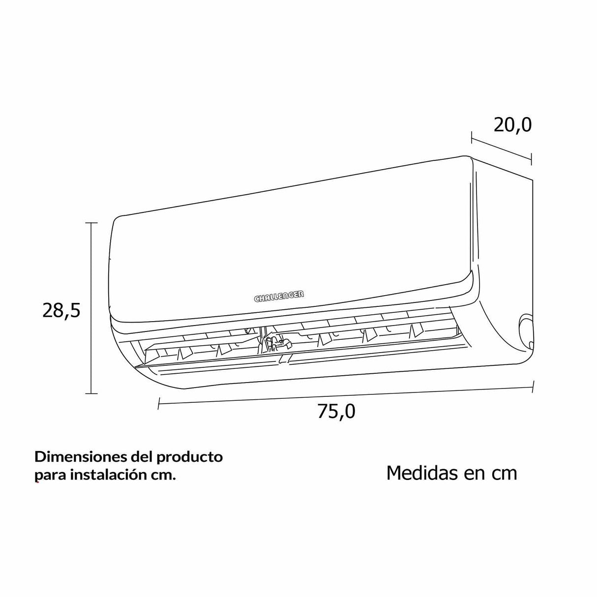 Aire Acondicionado Challenger Blanco 66x24cm 220 Voltios con Apagado Automático y con Temporizador - Electronicos | Bylmo