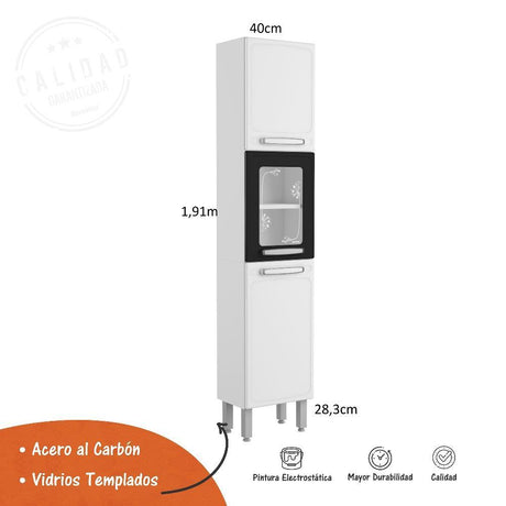 Alacena Evidence Blanco y Negro 40 cm Con Tres Puertas - Muebles Organizadores | Bylmo