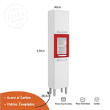 Alacena Evidence Blanco y Rojo 40 cm Con Tres Puertas - Muebles Organizadores | Bylmo