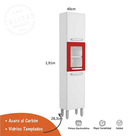 Alacena Evidence Blanco y Rojo 40 cm Con Tres Puertas - Muebles Organizadores | Bylmo