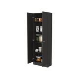 Alacena Coga Wengue 181 cm x 60 cm con 2 Puertas y 5 entrepaños, Pomos Metálicos Redondos - Alacenas y Muebles Microondas | Bylmo