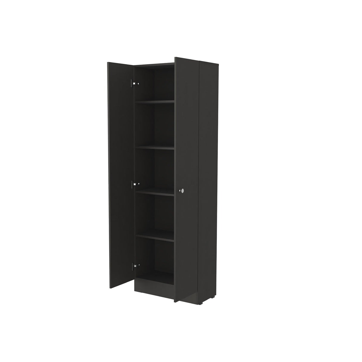 Alacena Coga Wengue 181 cm x 60 cm con 2 Puertas y 5 entrepaños, Pomos Metálicos Redondos - Alacenas y Muebles Microondas | Bylmo