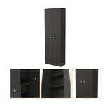 Alacena Coga Wengue 181 cm x 60 cm con 2 Puertas y 5 entrepaños, Pomos Metálicos Redondos - Alacenas y Muebles Microondas | Bylmo