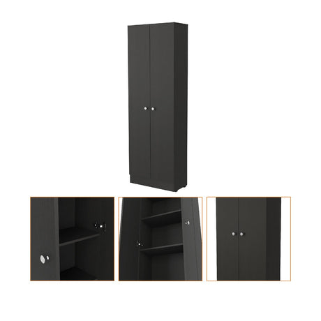 Alacena Coga Wengue 181 cm x 60 cm con 2 Puertas y 5 entrepaños, Pomos Metálicos Redondos - Alacenas y Muebles Microondas | Bylmo