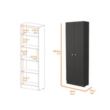 Alacena Coga Wengue 181 cm x 60 cm con 2 Puertas y 5 entrepaños, Pomos Metálicos Redondos - Alacenas y Muebles Microondas | Bylmo