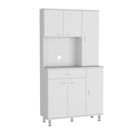 Alacena Delia Blanco 90 cm con Seis Puertas y Un Cajón - Muebles Organizadores | Bylmo