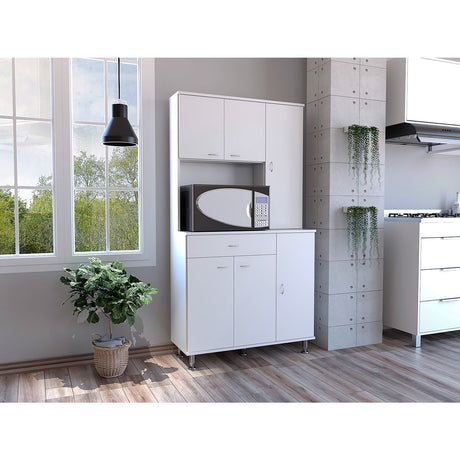 Alacena Delia Blanco 90 cm con Seis Puertas y Un Cajón - Muebles Organizadores | Bylmo