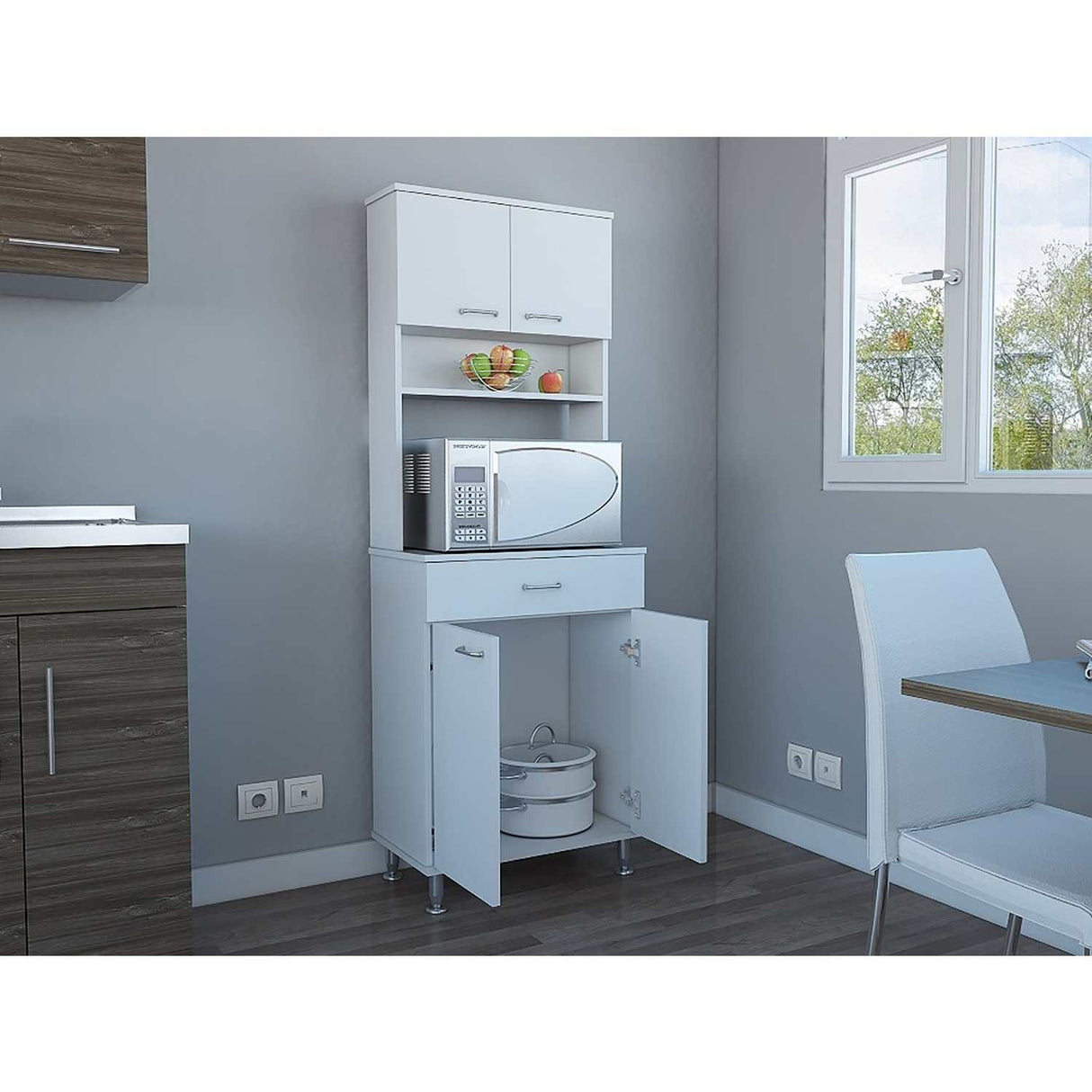 Alacena Della Plus Blanco 60x169cm con Un Entrepaño y con Cuatro Puertas - Alacenas y Muebles Microondas | Bylmo