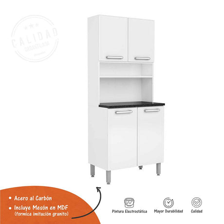Alacena Gourmet Blanco 80 cm con 4 Puertas y Entrepaños - Muebles Organizadores | Bylmo