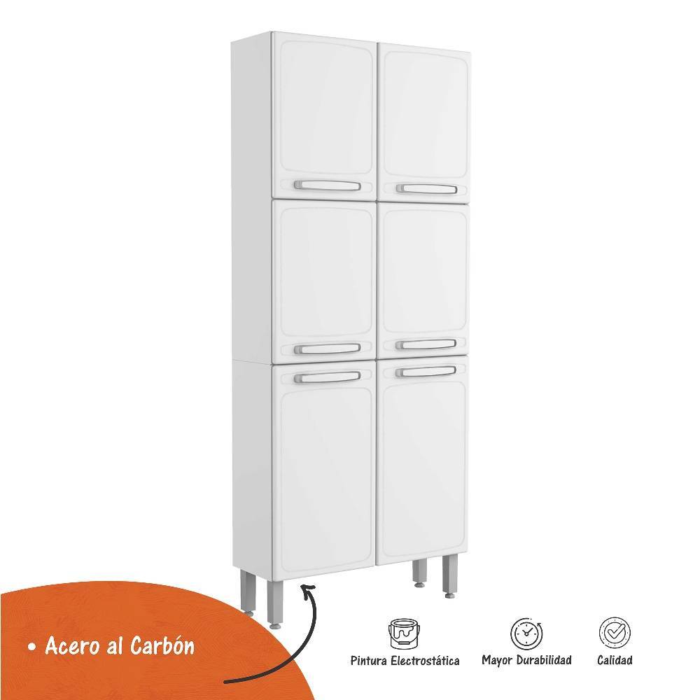 Alacena Blanco 80x191cm con Seis Puertas - Muebles Organizadores | Bylmo