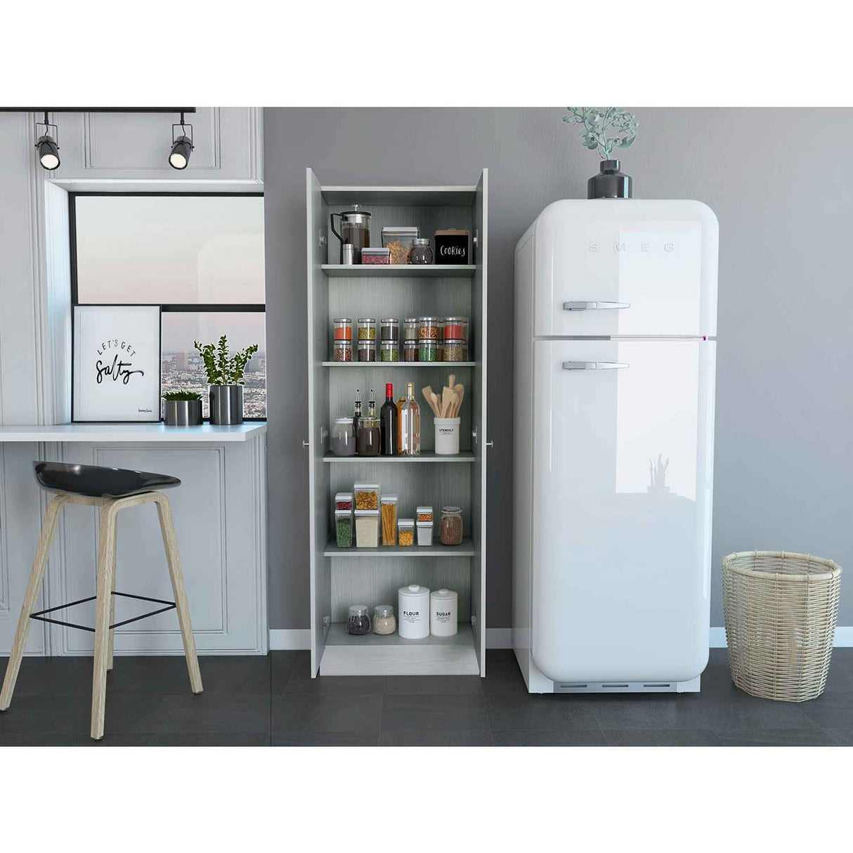 Alacena Flerbruk Niebla 60 cm con Dos Puertas y Cuatro Entrepaños - Alacenas y Muebles Microondas | Bylmo