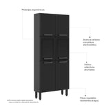 Alacena Ginace Gris 80 cm con Seis Puertas - Alacenas y Muebles Microondas | Bylmo