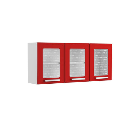 Alacena Leja Gris 25 cm con Tres Puertas con Vidrio - Alacenas y Muebles Microondas | Bylmo