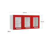 Alacena Leja Gris 25 cm con Tres Puertas con Vidrio - Alacenas y Muebles Microondas | Bylmo