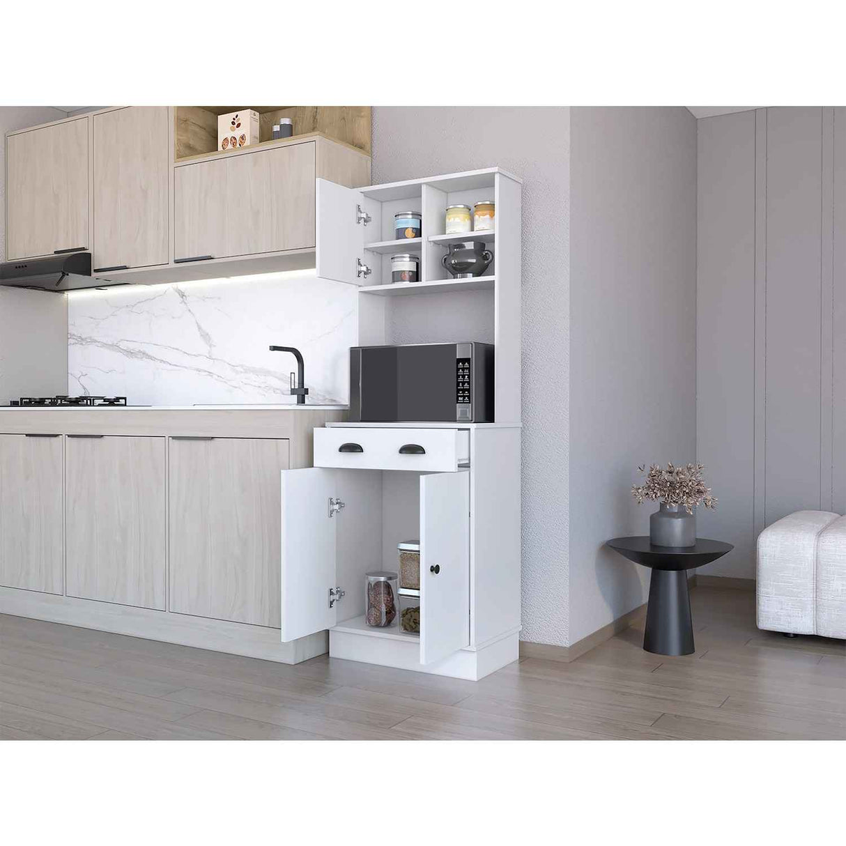 Alacena Z Plus Blanco 60x169cm con Dos Entrepaños y con Tres Puertas - Alacenas y Muebles Microondas | Bylmo
