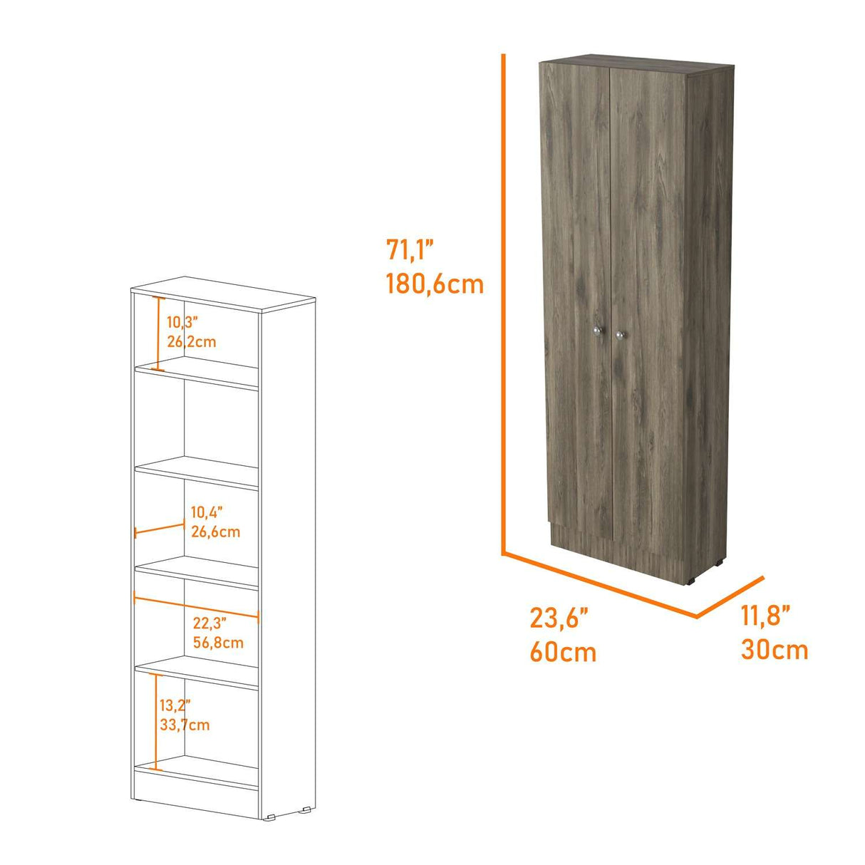 Alacena Oriza Bellota 60 cm con Dos Puertas y Cuatro Entrepaños - Alacenas y Muebles Microondas | Bylmo