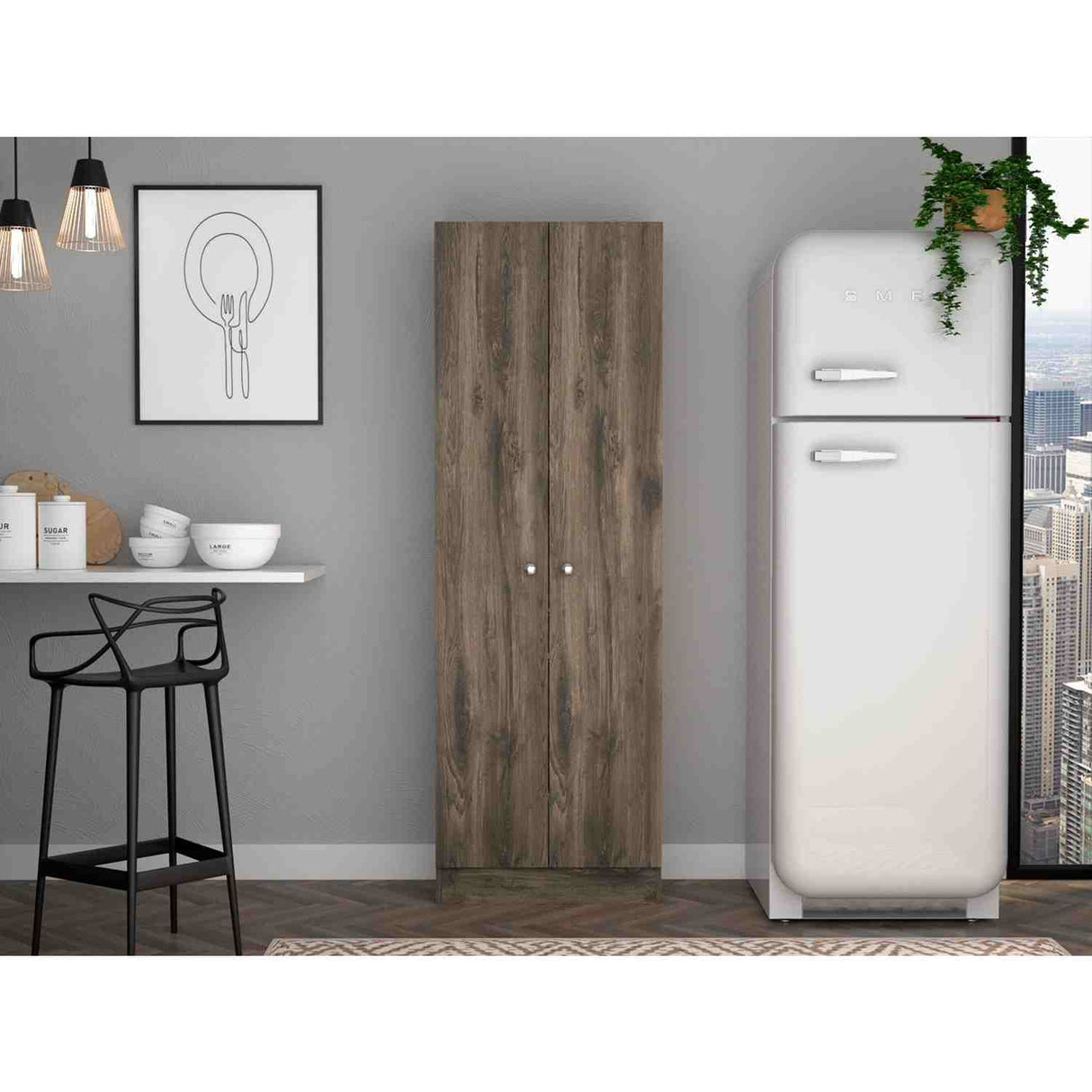 Alacena Oriza Bellota 60 cm con Dos Puertas y Cuatro Entrepaños - Alacenas y Muebles Microondas | Bylmo