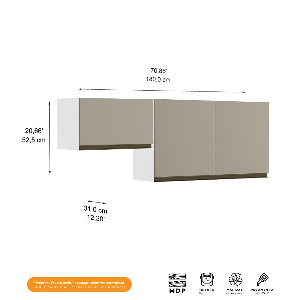 Mueble Superior Santiago Pecan 180 cm - Muebles Organizadores | Bylmo