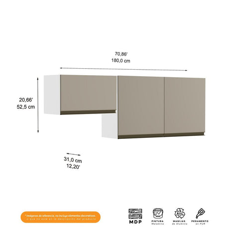 Mueble Superior Santiago Pecan 180 cm - Muebles Organizadores | Bylmo