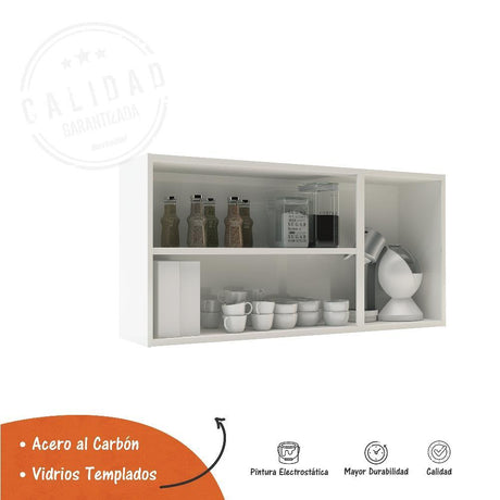 Alacena Gourmet Negra 120x52cm Flotante sin Entrepaños y con Tres Puertas - Muebles Organizadores | Bylmo