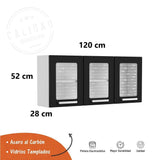 Alacena Gourmet Negra 120x52cm Flotante sin Entrepaños y con Tres Puertas - Muebles Organizadores | Bylmo