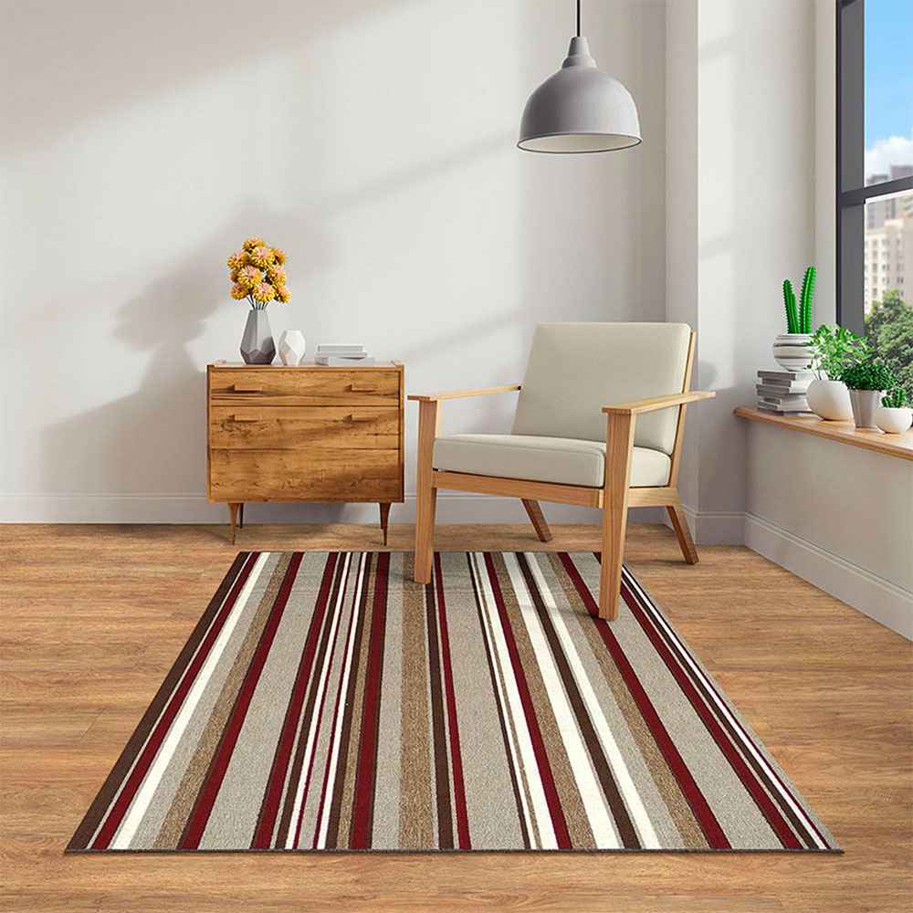 Alfombra California Vino 150x100cm Rectangular Medio Suave de Lineas - Tapetes y Alfombras | Bylmo