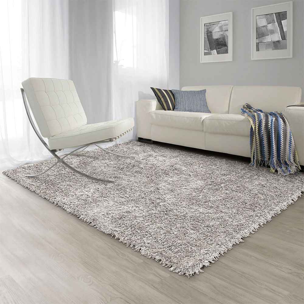 Alfombra Hawai 150 cm x 200 cm de Hogar Gris Claro Peludo - Tapetes y Alfombras | Bylmo
