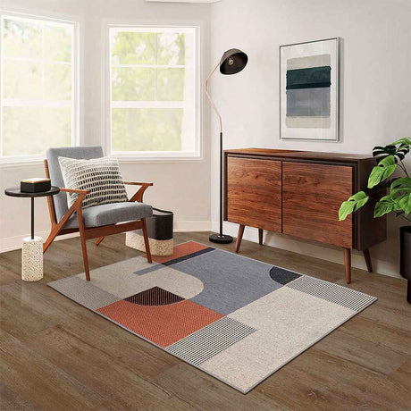 Alfombra Mystic 100 cm x 150 cm de Hogar Naranja con Semicirculos - Tapetes y Alfombras | Bylmo