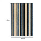 Alfombra Newark 100 cm x 150 cm de Hogar Azul Oscuro con Lineas - Tapetes y Alfombras | Bylmo