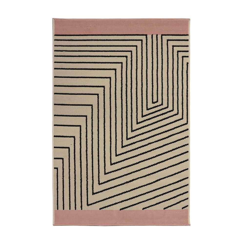 Alfombra Oregon 100 cm x 150 cm de Hogar Cafe Claro con Líneas Negras - Tapetes y Alfombras | Bylmo