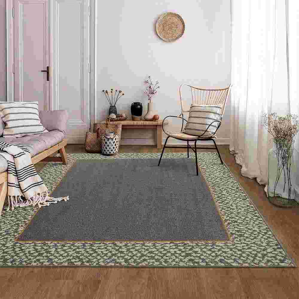 Alfombra Oregon 150 cm x 200 cm de Habitación Gris Grafito con Rectángulos - Tapetes y Alfombras | Bylmo