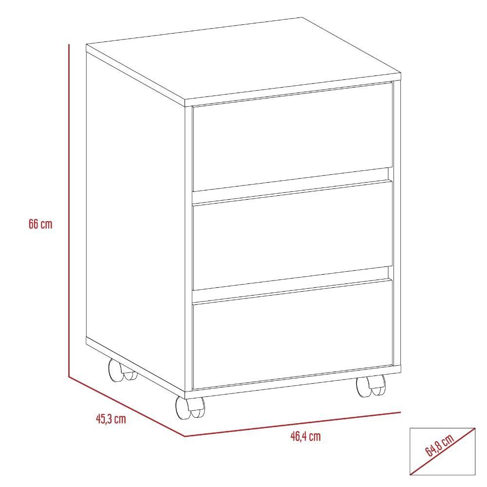 Archivador Office Wengue 46.4x45.6cm con Tres Cajones - Escritorios y Archivadores | Bylmo