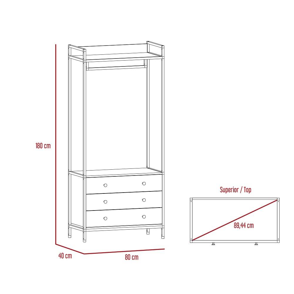 Closet Dreams Duna 80x180cm con 3 Cajones sin Entrepaños - Closets | Bylmo