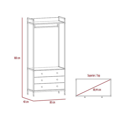 Closet Dreams Duna 80x180cm con 3 Cajones sin Entrepaños - Closets | Bylmo