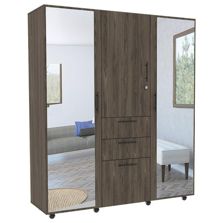 Closet Flamenco Coñac 160 cm con Espejos, Cuatro Puertas y Dos Cajones - Closets | Bylmo