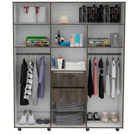 Closet Flamenco Coñac 160 cm con Espejos, Cuatro Puertas y Dos Cajones - Closets | Bylmo