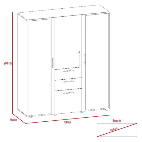 Closet Flamenco Coñac 160 cm con Espejos, Cuatro Puertas y Dos Cajones - Closets | Bylmo