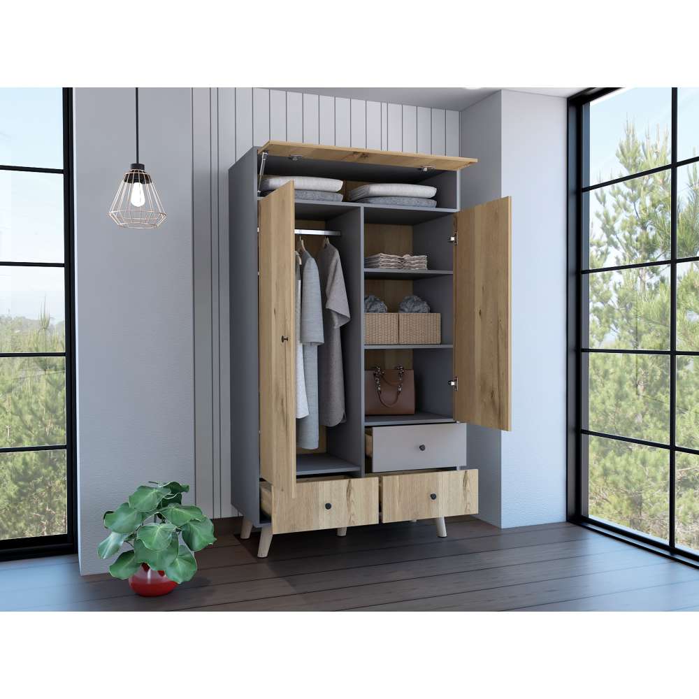 Closet Hamilton Duna 100 cm con Tres Puertas y Tres Cajones