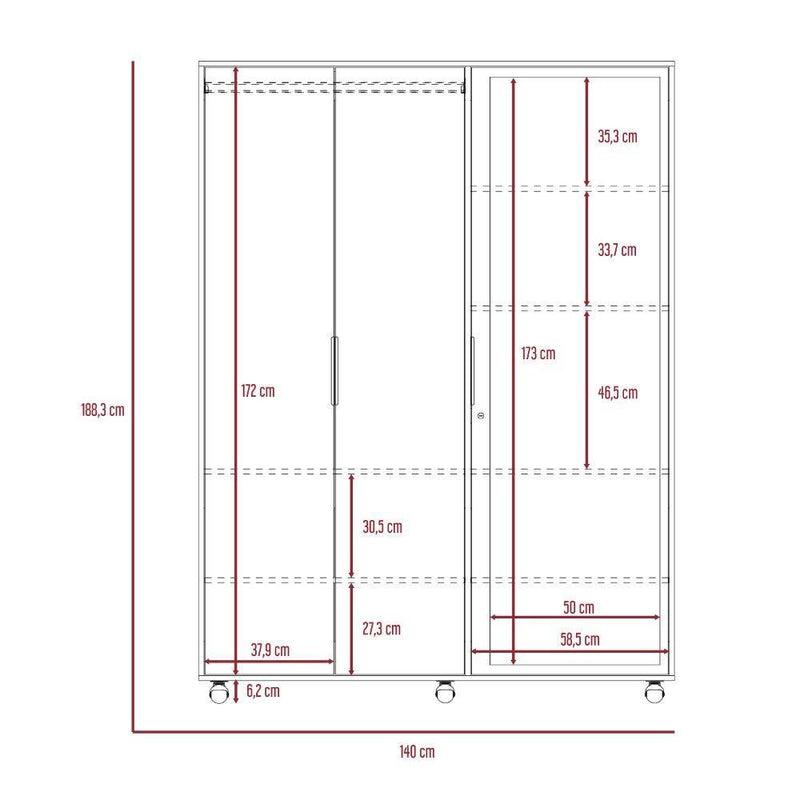 Armario Kaia 2 (2C) Rovere Blanco - Bylmo