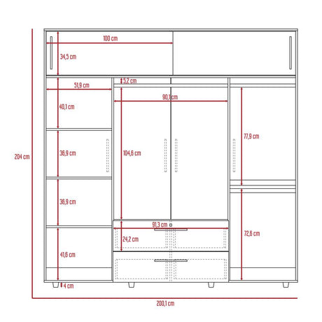 Closet Luque Duna y Blanco 200x204cm con 3 Cajones con 3 Entrepaños - Closets | Bylmo