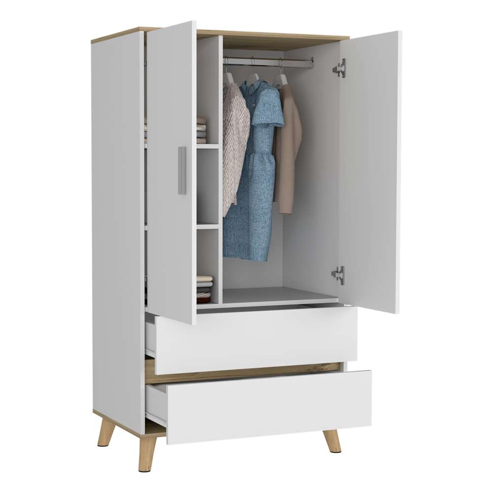 Closet Megan Blanco 80 cm con Dos Puertas y Dos Cajones - Closets | Bylmo