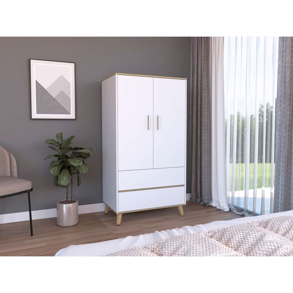 Closet Megan Blanco 80 cm con Dos Puertas y Dos Cajones - Closets | Bylmo