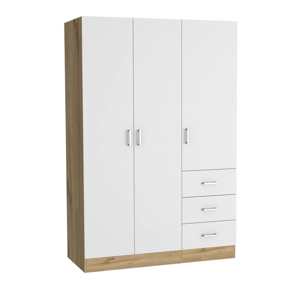 Closet Norvik Blanco 116 cm con Tres Puertas y Tres Cajones - Closets | Bylmo