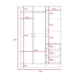 Closet Norvik Blanco 116 cm con Tres Puertas y Tres Cajones - Closets | Bylmo