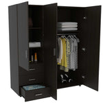 Closet Verona Wengue 140 cm con Tres Puertas y Tres Cajones