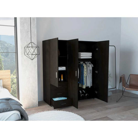 Closet Verona Wengue 140 cm con Tres Puertas y Tres Cajones - Closets | Bylmo