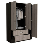 Closet Bolton Ceniza 160 cm con Espejos, Cuatro Puertas y Dos Cajones