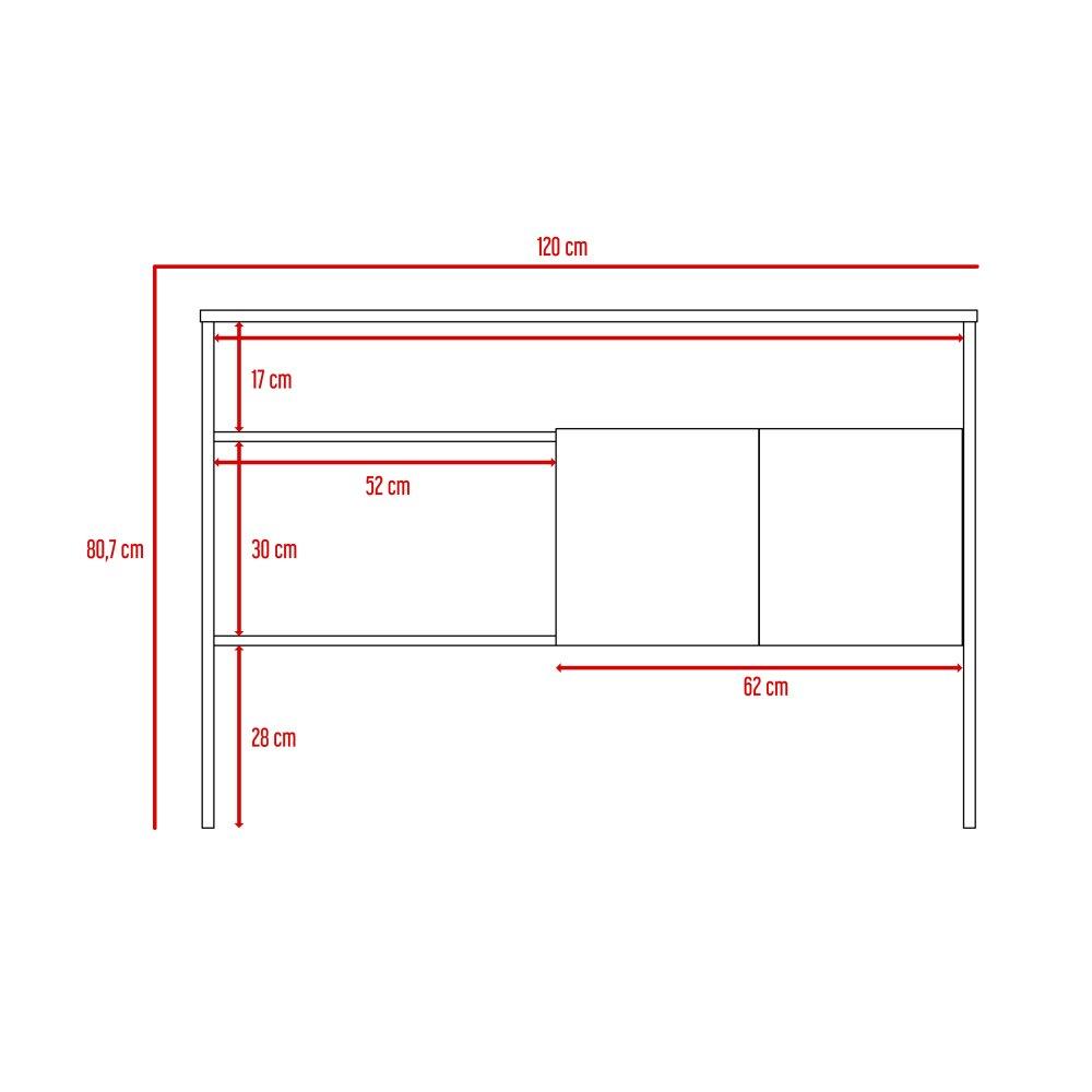 Arrimo Bellagio Siena y Wengue 120x80.7cm sin Cajones y con Tres Compartimientos - Bifes | Bylmo
