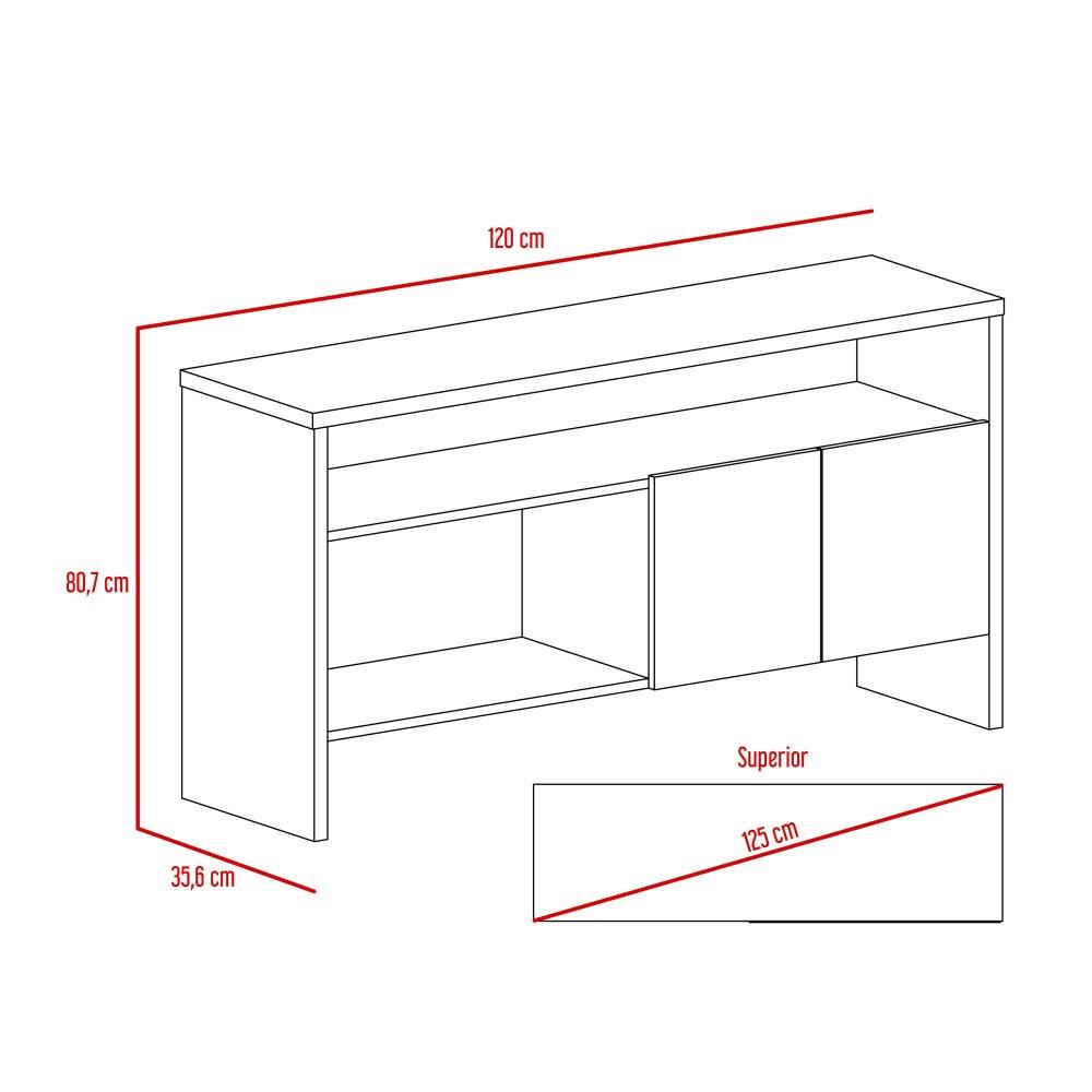 Arrimo Bellagio Siena y Wengue 120x80.7cm sin Cajones y con Tres Compartimientos - Bifes | Bylmo