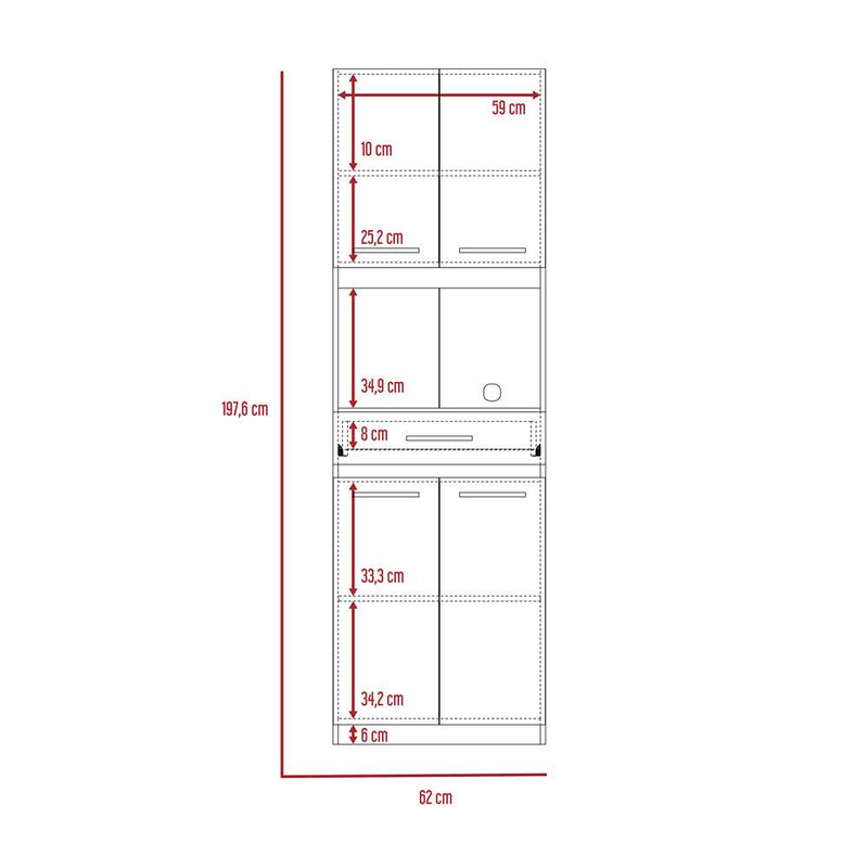 Mueble Microondas Manchester Blanco 62 cm con Cuatro Puertas y Un Cajón
